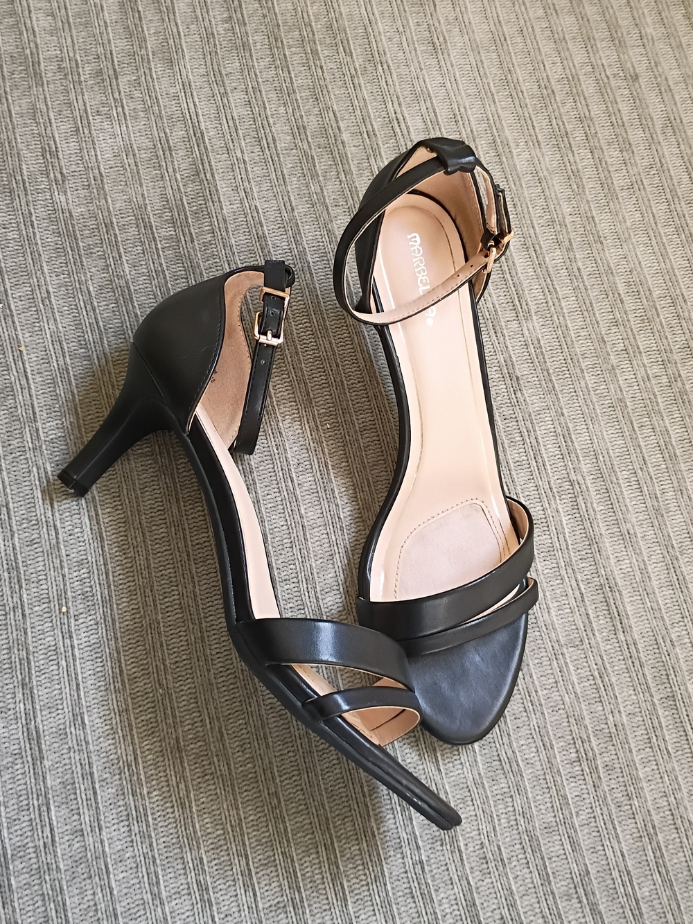 Marbella Milan Black Ankle Strap Kitten Heel Sandals Size 12M